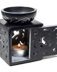 Black Soapstone Oil Burner with OHM carving