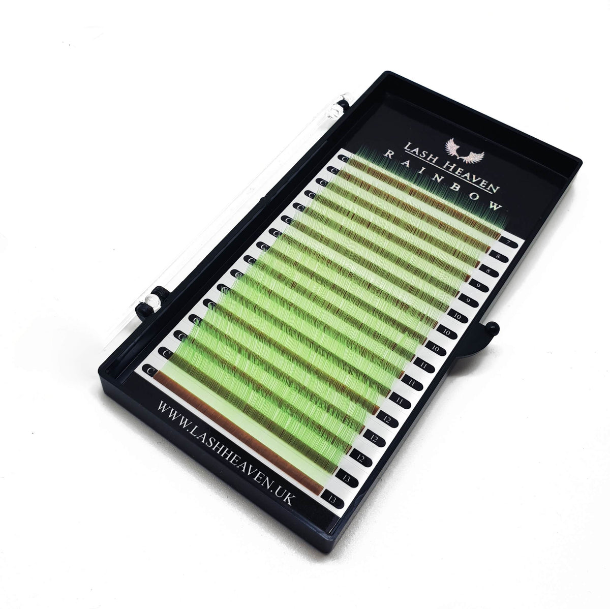 Neon Green 0.07 colour lash extensions tray