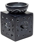Black Soapstone Oil Burner with OHM carving