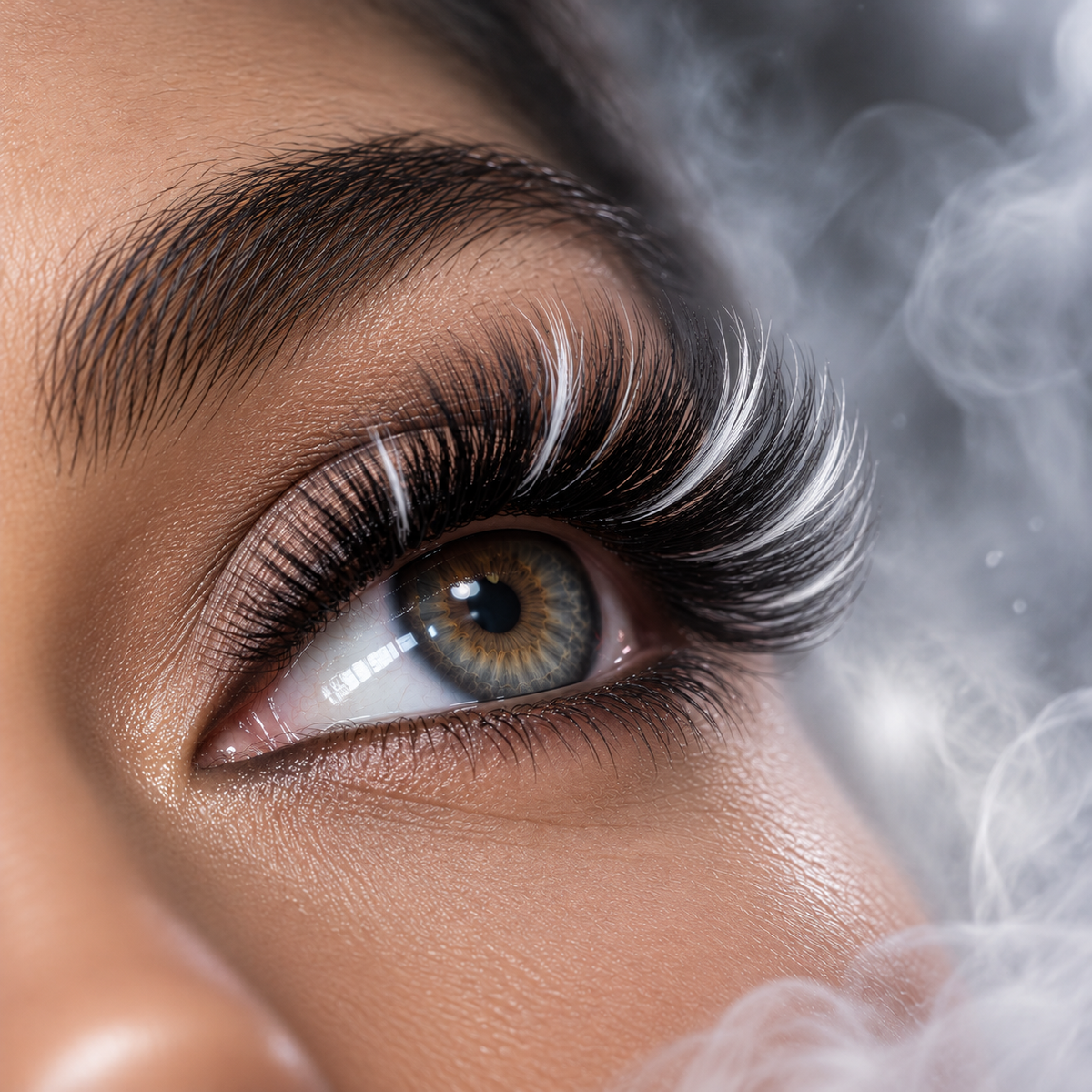 Ghost Halloween lash look with white colour lashes
